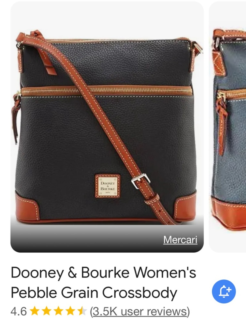 Dooney & Bourke Black Pebbled Leather Messenger with Brown Trim - Picture 10 of 10